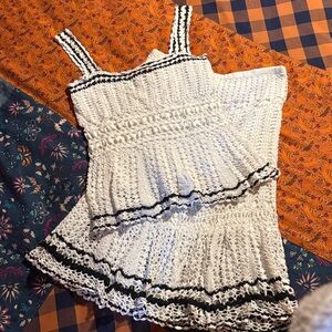 Cynthia Steffe White and Black Crochet Dress